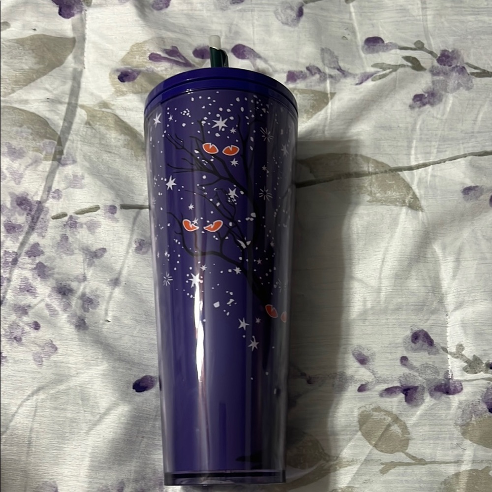 Starbucks Purple Tumbler with Winter Tree Design